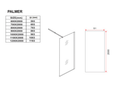 SPRCHOVÁ STENA WALK-IN 2-DIELNA 60x50x200 TRANSPARENTNÁ CHRÓM