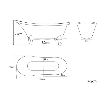 VOĽNE STOJACA VAŇA ISABEL AKRYLOVÁ 150×75×72 BIELA