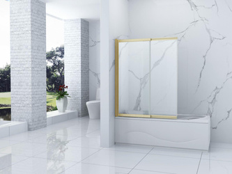 Dvojkrídlová vaňová zástena SPENCER 100x150 posuvná zlatá kartáčovaná