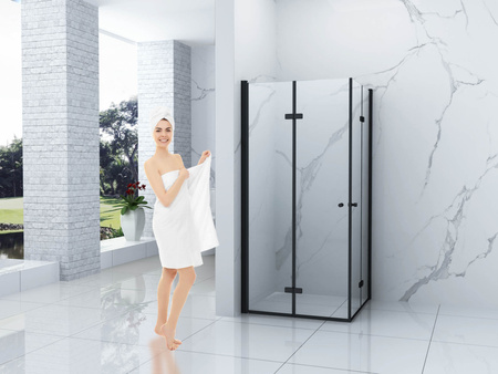 SPRCHOVÝ KÚT BAXLER ŠTVORCOVÝ TRANSPARENTNÝ - 100X100X190 ČIERNY