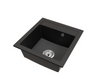 Drez Kuchynský Čierny 52x49 cm, Granitový Drez 1 Komora + Sifón