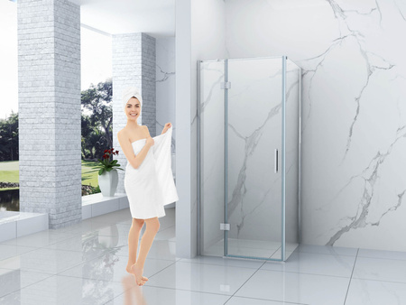 SPRCHOVÝ KÚT WILSON ŠTVORCOVÝ TRANSPARENTNÝ - 80X80X190 CHRÓM