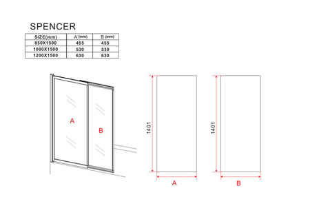 SPENCER DVOJKRÍDLOVÁ SPRCHOVÁ ZÁSTENA 85X150 POSUVNÁ ZLATÁ KARTÁČOVANÁ