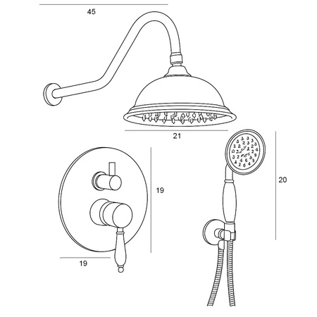 RETRO PODOMIETKOVÁ SPRCHOVÁ SÚPRAVA S-1175V STARÉ ZLATO