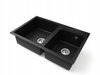 Drez Kuchynský Čierny 80x50 cm, Granitový Drez 2 Komory + Sifón