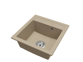 Drez Kuchynský Béžový 52x49 cm, Granitový Drez 1 Komora + Sifón