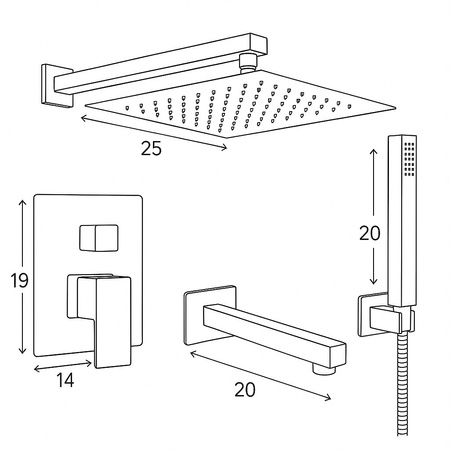 PODOMIETKOVÁ SPRCHOVÁ SADA S VÝTOKOM S-1193 CHRÓM