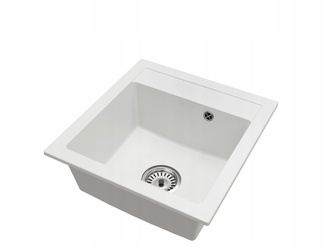 Drez Kuchynský Biely 52x49 cm, Granitový Drez 1 Komora + Sifón