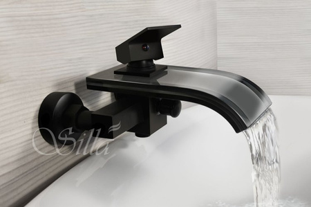 NÁSTENNÁ VODOVODNÁ BATÉRIA LUNA SKLENENÁ S-1012B ČIERNA