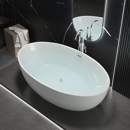 VOĽNE STOJACA AKRYLOVÁ VAŇA LUNA 175×100×58 BIELA