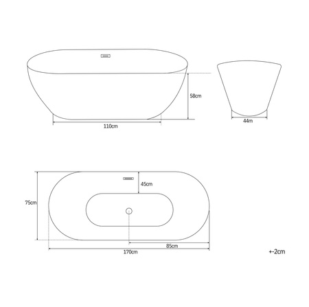 VOĽNE STOJACA VAŇA MIA AKRYLOVÁ 170×75×58 BIELA