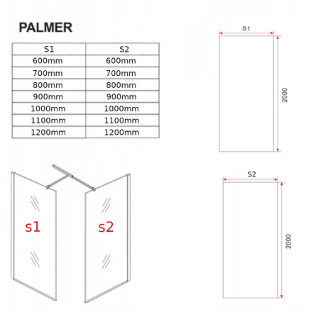 SPRCHOVÁ STENA PALMER WALK-IN DOUBLE 2-DIELNA 90x200 80x200 TRANSPARENTNÝ CHRÓM