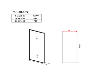 MADISON SPRCHOVÁ ZÁSTENA 1-DIELNA 70X140 FIX ČIERNA