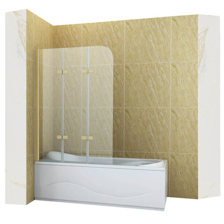 TROJKRÍDLOVÁ VAŇOVÁ ZÁSTENA MARION 120X140 POHYBLIVÁ ZLATÁ KARTÁČOVANÁ