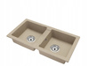 Granitový drez béžovy 43,6 × 82 cm, 2 misy + sada sifónu