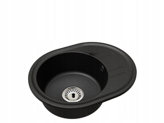 Drez Kuchynský Čierny Škvrnitý 37,5x37,5 cm, Granitový Drez 1 Komora + Sifón