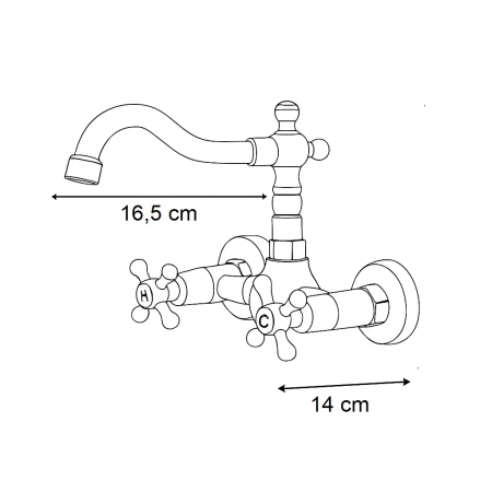 NÁSTENNÁ UMÝVADLOVÁ BATÉRIA ESTELA RETRO S-1153V STARÉ ZLATO