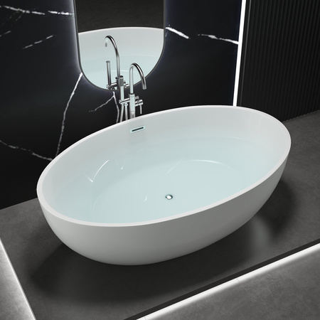 VOĽNE STOJACA AKRYLOVÁ VAŇA LUNA 175×100×58 BIELA