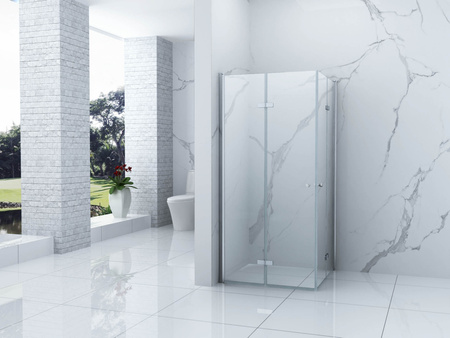 SPRCHOVÝ KÚT BAXLER ŠTVORCOVÝ TRANSPARENTNÝ - 80X80X190 CHRÓM