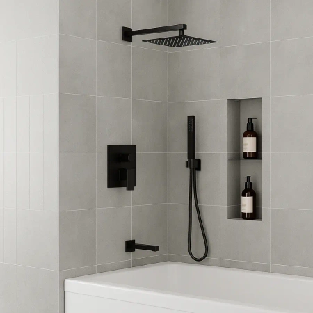 PODOMIETKOVÁ SPRCHOVÁ SÚPRAVA S VÝTOKOM S-1193B ČIERNA