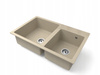 Drez Kuchynský Béžový 80x50 cm, Granitový Drez 2 Komory + Sifón