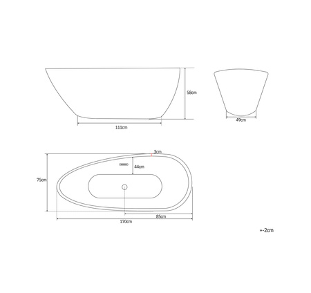 VOĽNE STOJACA AKRYLOVÁ VAŇA ELLIE 170×75×58 BIELA