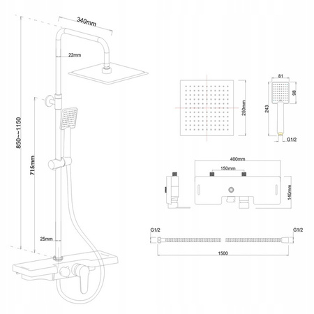 SPRCHOVÝ SET NÁSTENNÝ Y-3001 CHRÓM