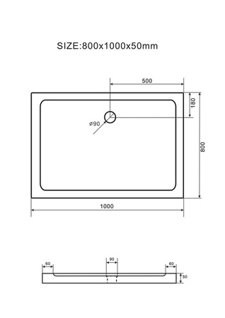 OBDĹŽNIKOVÝ SPRCHOVÝ KÚT SLIM 100x80 BIELY