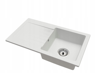 Drez Granitový Kuchynský 75x43,5 cm, 1 Komora + Sifón, Biely