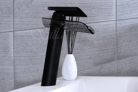 VYSOKÁ SKLENENÁ UMÝVADLOVÁ BATÉRIA MONA S-1025B ČIERNA