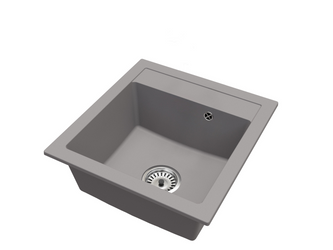 Drez Kuchynský Šedá 52x49 cm, Granitový Drez 1 Komora + Sifón