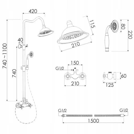 RETRO SPRCHOVÁ SÚPRAVA CAMILLA NÁSTENNÁ S-1158 ZLATÁ