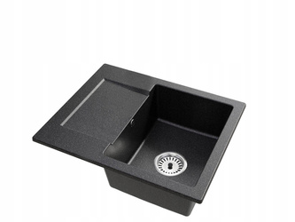 Granitový kuchynský drez béžový 47,4 × 58,4 cm, 1 misa s odkvapkávačom + sada sifónu